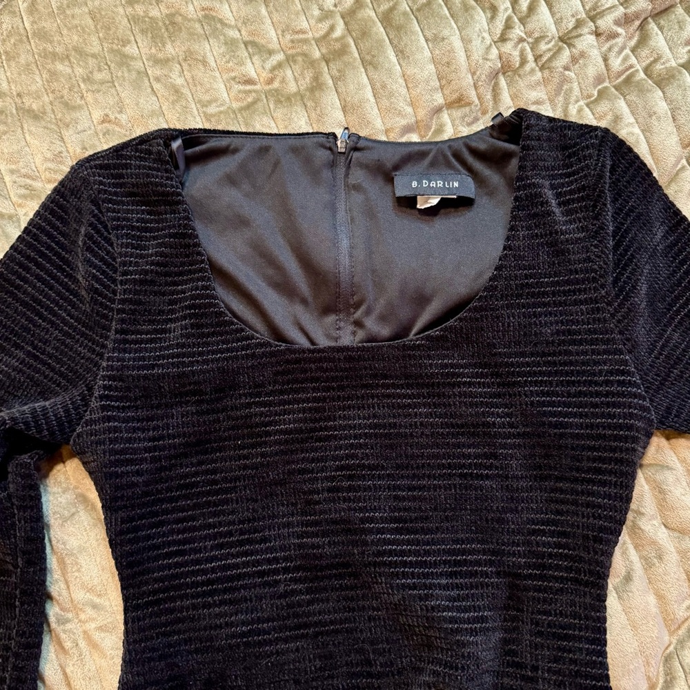 Vintage B Darlin Chic Goth Black Long Sleeve Textured Dress - Picture 13 of 13